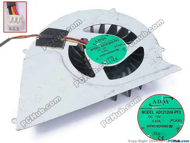 

Free Shipping For ADDA AD1212HX-PF3, PCA30 DC 12V 0.40A 3-wire 3-pin Server Laptop Fan