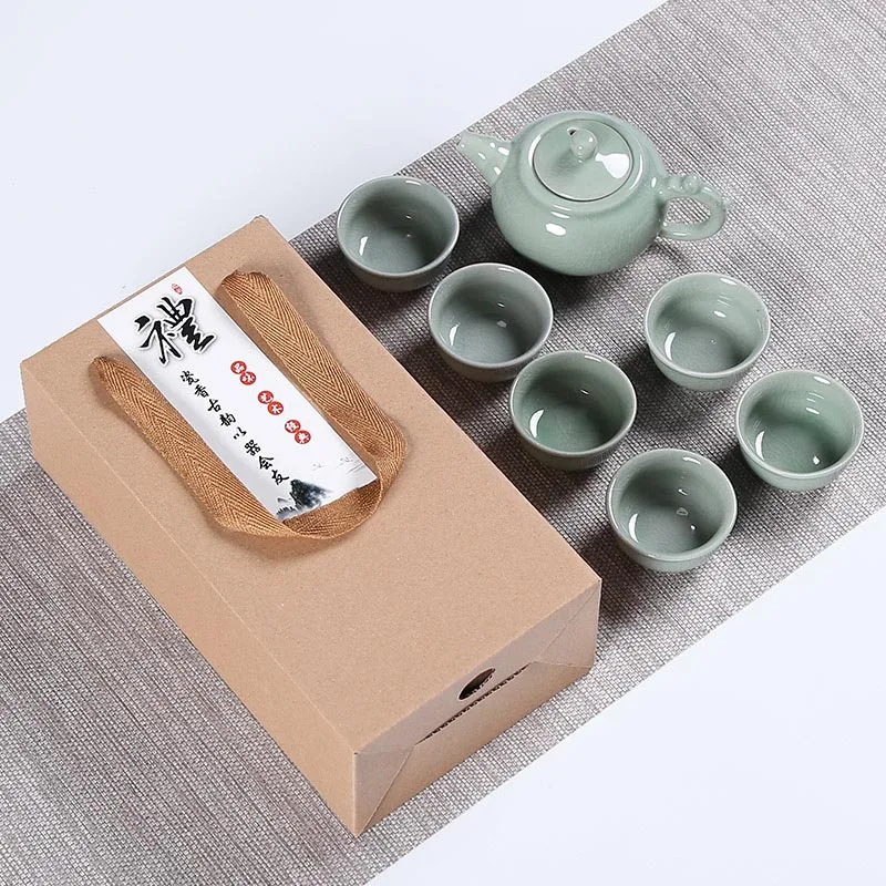 High quality Ge Kiln Kungfu Tea set,China tea set,Kung Fu Tea Cup,Travel Tea Pot Chinese Porcelain Teacup Set Drinkware Gift - Цвет: 07