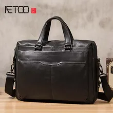 AETOO Men's handbags, business leather bags, cross-shoulder slanted bags, large-capacity leather computer bags