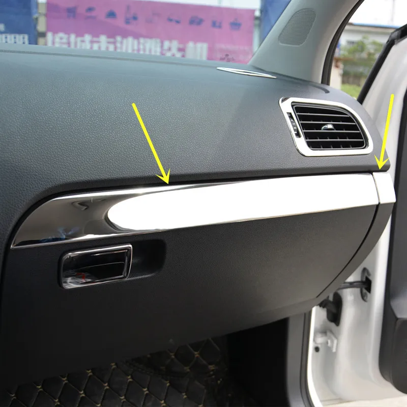 

2PCS/SET Stainless Steel Glove Storage Box handle cover Copilot Mouldings For Volkswagen POLO 2011 12 13 14 15 16 2017 AA344