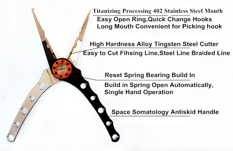 Качество пространство Алюминиевые рыболовные клещи приманка крюк выбрать приманку изменить плоскогубцы линия отрезать щипцовые инструменты