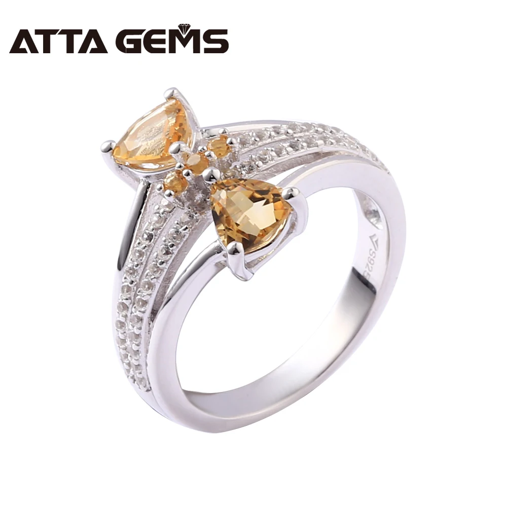 

Natural Citrine Silver Rings Women Lovely Romantic Style Wedding Rings 1.68 Carats Natural Citrine Solid Silver Women Rings Gift
