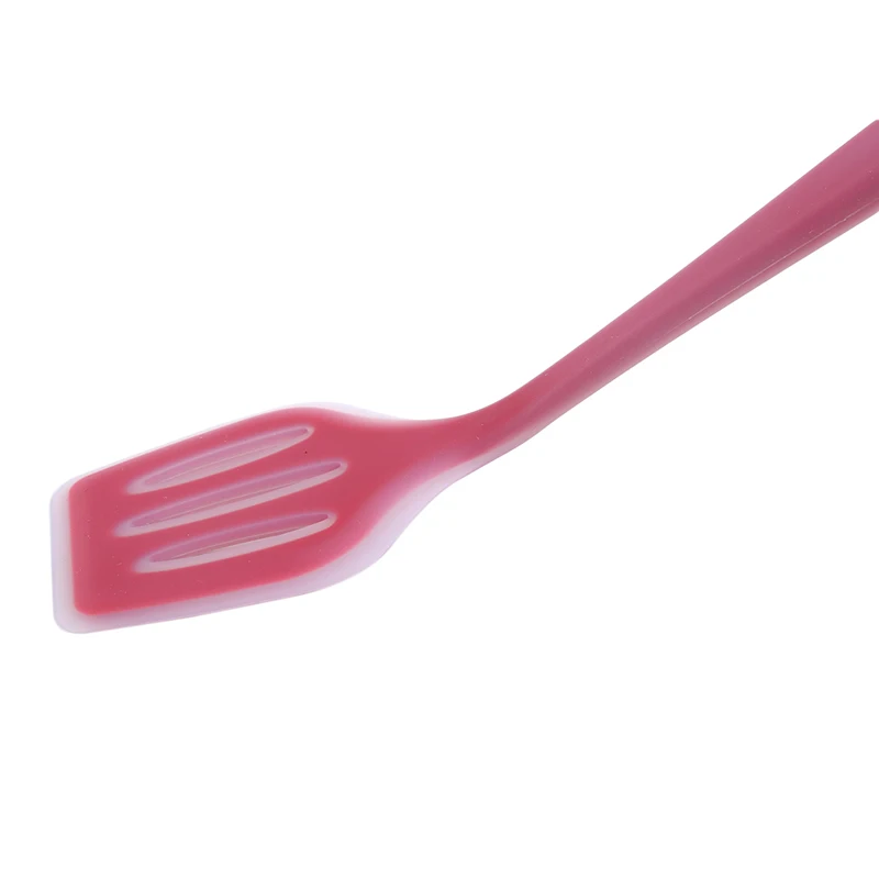 Антипригарная силиконовая шлицевая кастрюля кухонная лопатка жареная Лопата Гибкая силиконовая сковорода Тернер лопатка - Цвет: red