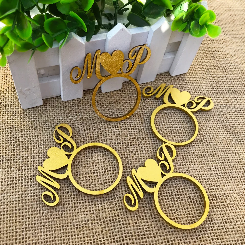 Personalized Wooden  Wood Laser Cut Napkin Ring with Heart Wedding Party Table Decoration Birthday party deecoraitons 20pcs2