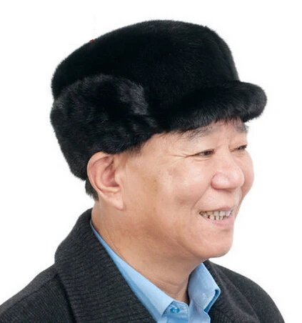 Best price at $113 Cheap Cold winter outside warm cap old man thermal hat full mink good quality furs