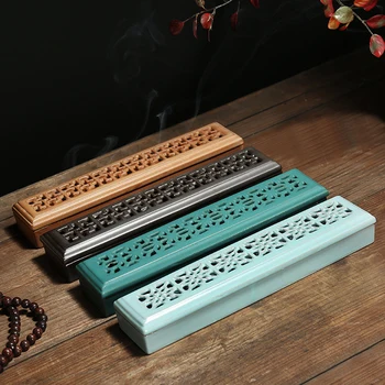 

Ceramic Backflow Incense Stick Holder Ceramic Hollow Aromatherapy Box Incense Burner Creative Home Bouddha Buddhist Temple Decor