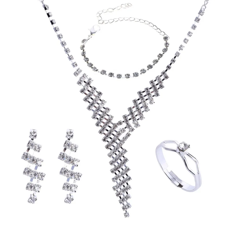 MINHIN австрийский кристалл свадебные комплекты украшений для женщин Bijoux аксессуары для бракосочетания сверкающие посеребренные кулон ожерелье наборы
