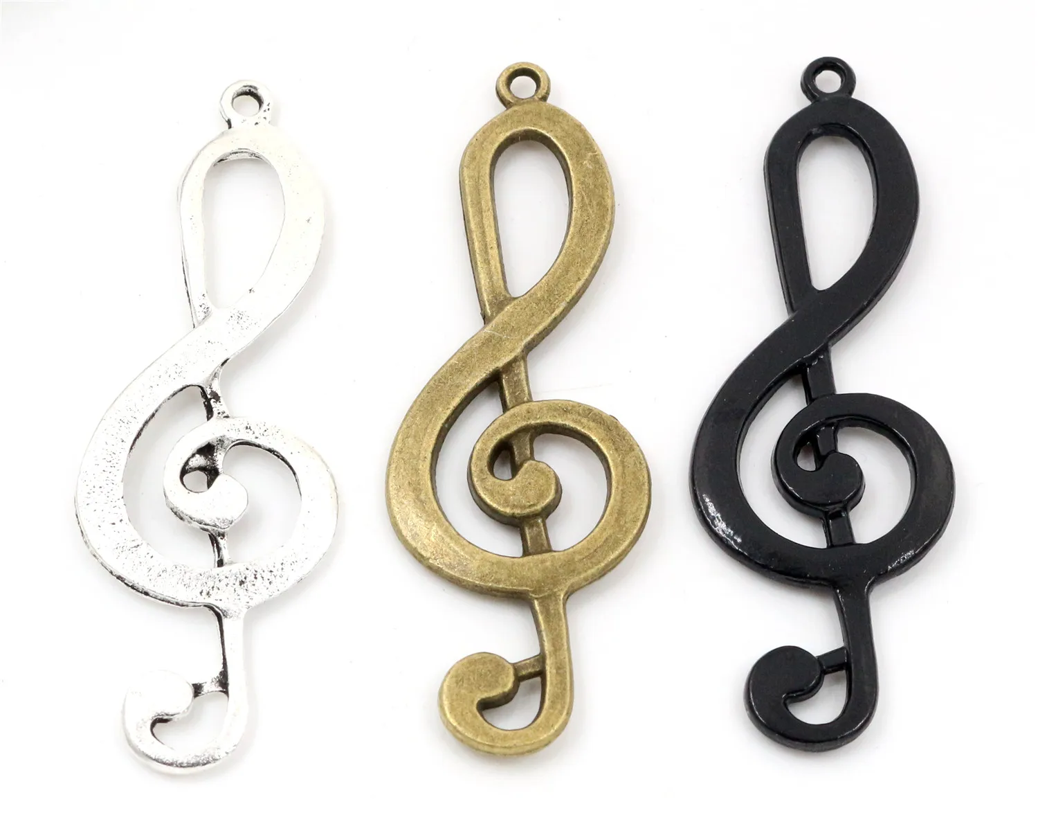 

61x22mm 3pcs Antique Silver and Bronze and Black Plated Music Handmade Charms Pendant:DIY for bracelet necklace
