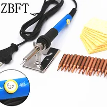 SZBFT 220 в 110 в 60 вт регулируемый температурный электрический паяльник с 15 шт. медными наконечниками подставка для паяльника губка инструмент для ремонта