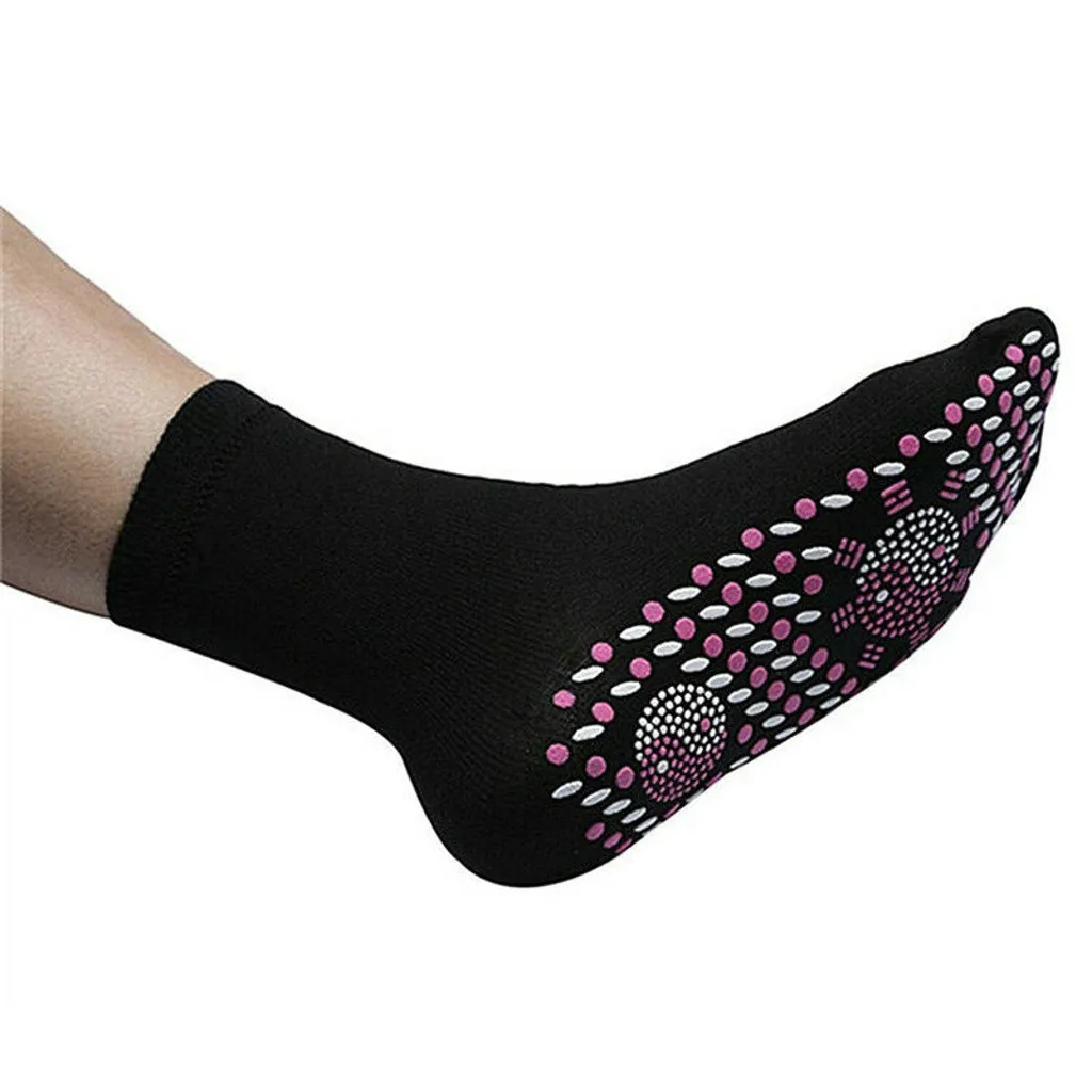 Самонагревающиеся лечебные носки турмалин для магнитной терапии удобный и дышащий массажер зимние теплые носки для ухода за ногами - Цвет: BK
