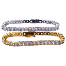 3/4/5 мм в стиле «хип-хоп» Bling из кубического циркония браслет теннисная цепочка Браслеты Для женщин Для мужчин 1 ряд CZ звено цепи ювелирные изделия цвета: золотистый, серебристый