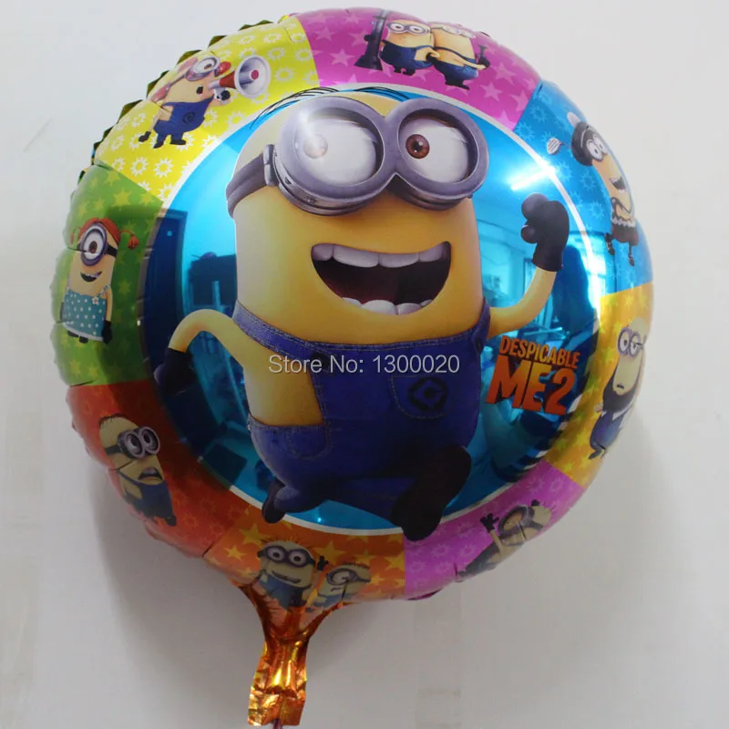 Wholesale 50pcs/lot round shape Cartoon Aluminum ballon Minion Balloon ...