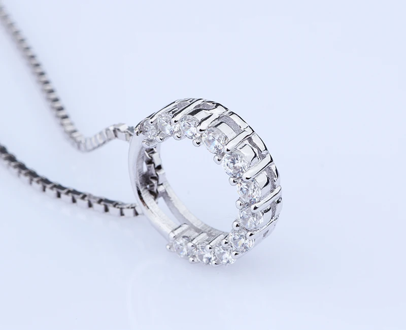 Sinya 925 sterling Silver pendant necklace Fashion Ring round design with 18inch sterling silver box chain for women girls lover (17)