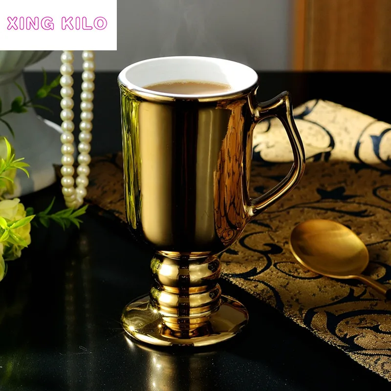 

XING KILO Irish Golden Coffee Cup Nordic Golden Ceramic Cup Royal Court Gold Cup Holiday Couple Gift Christmas gifts