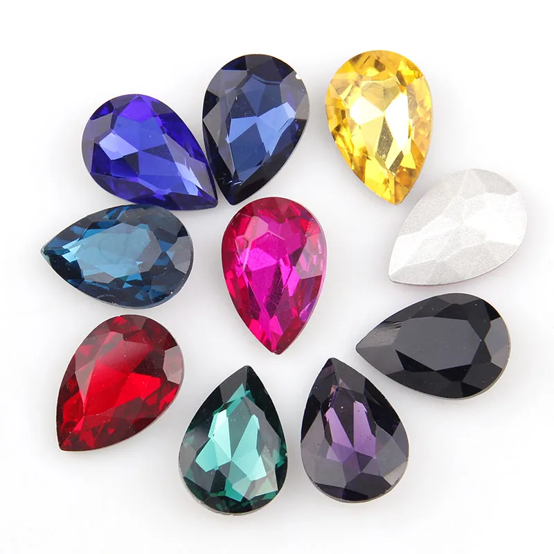 

5Pcs 18x25mm Mix Color Teardrop Pointed back Crystal Fancy Stone Glass Stones For DIY Wedding Dress Jewelry Stones Beads