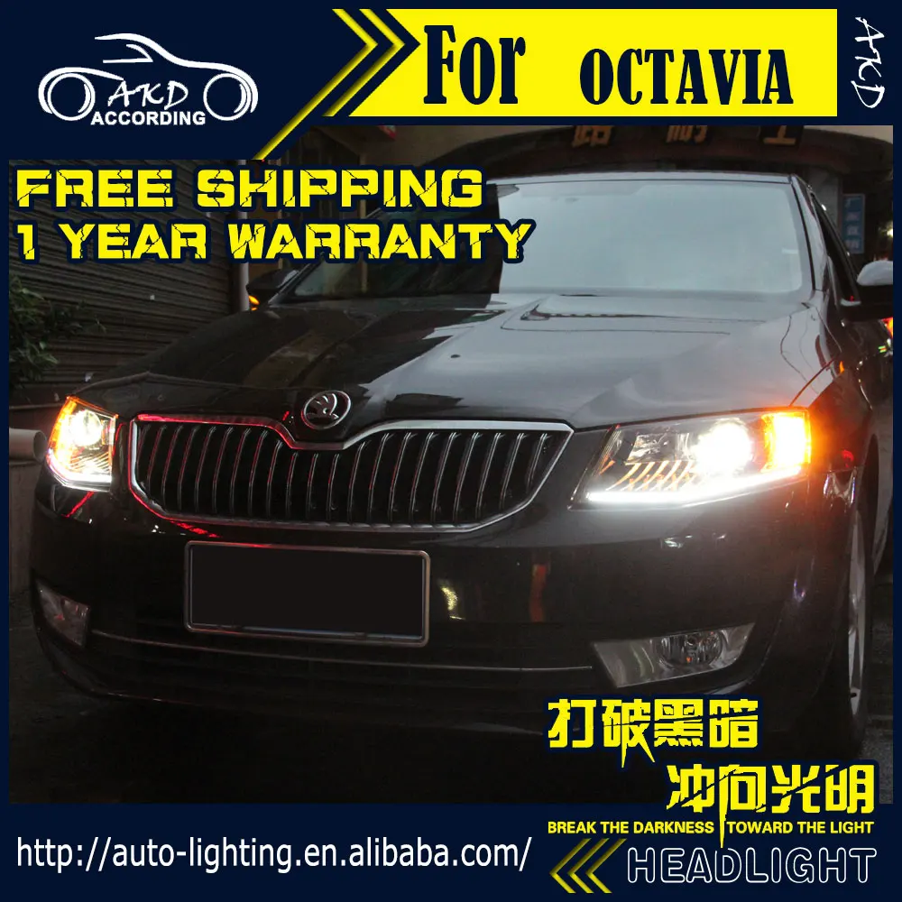 Автомобильная фара AKD для Skoda Octavia 2015 2017 Новая Ксеноновая DRL H7 D2H Hid опция Angel Eye Bi