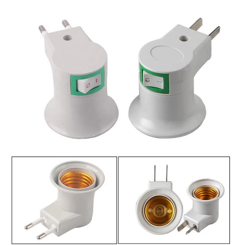 

DOZZIOR E27 Female LED Light Lamp Bases 250V 4000W US/EU Plug Bulb Adapter Converter Socket Lamp Bases With Power On-off