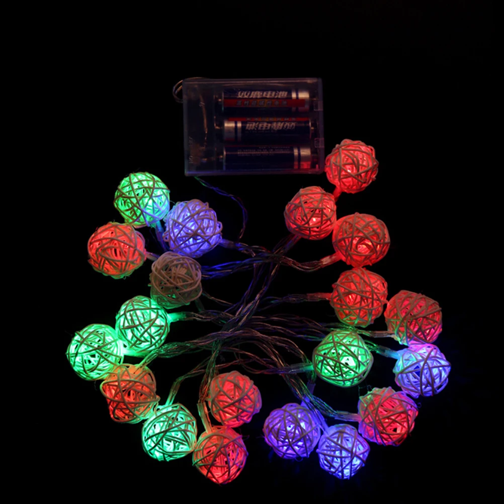 2.2M Long 20 LED Fairy Light Curtain Light 4cm White Rattan Ball String