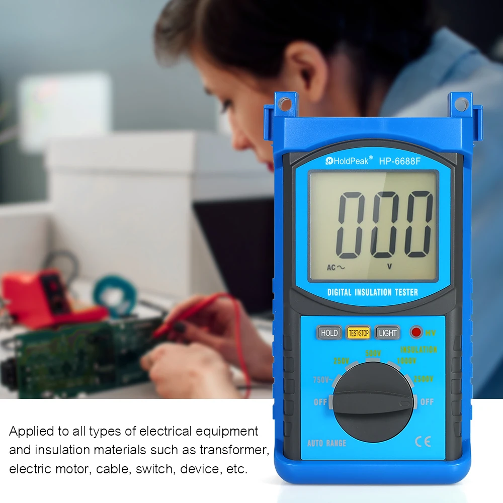 

HoldPeak Digital Insulation Resistance Tester ohm meter Auto-range LCD Megohm Meter Megger Megohmmeter DC250V to 2500V Voltmeter
