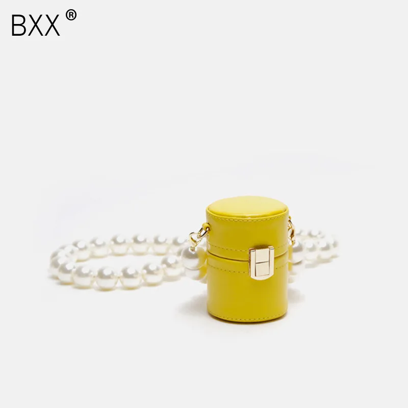 

[BXX] Women's Single Shoulder Crossbody Bag All-match Flap 2020 Summer Pearl Chain Super Mini Bag Coins Lipstick Package HF469