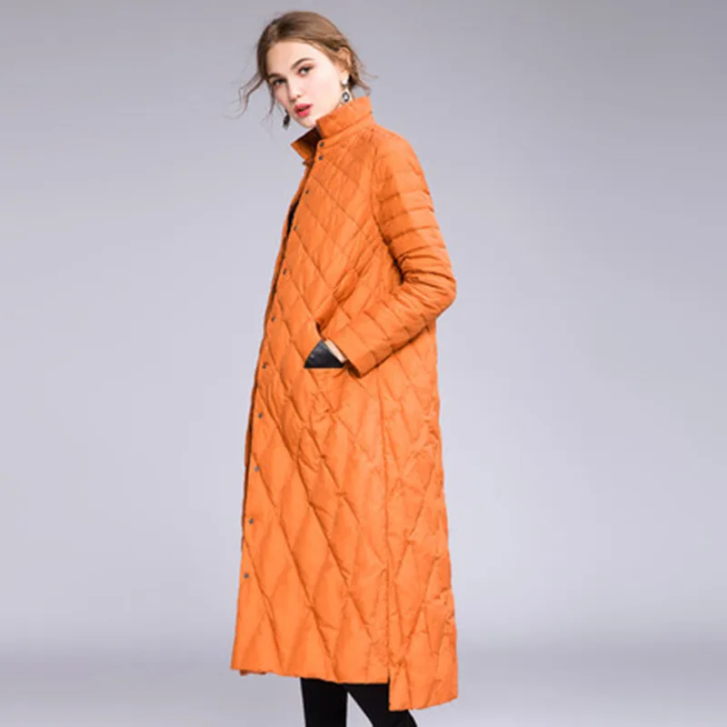 Women Overknee Long Thin Down Jackets Winter Light Down Coats Elegant ...