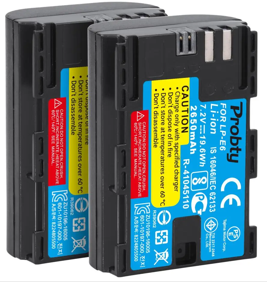 Аккумулятор для canon 2650mAh LP-E6 LP E6 LPE6 для камеры Canon 5D Mark II III IV, 80D, 70D, 60D, 6D, EOS 5Ds, 5D2, 5D3, 5DSR, 5D4 - Цвет: 2 pcs battery