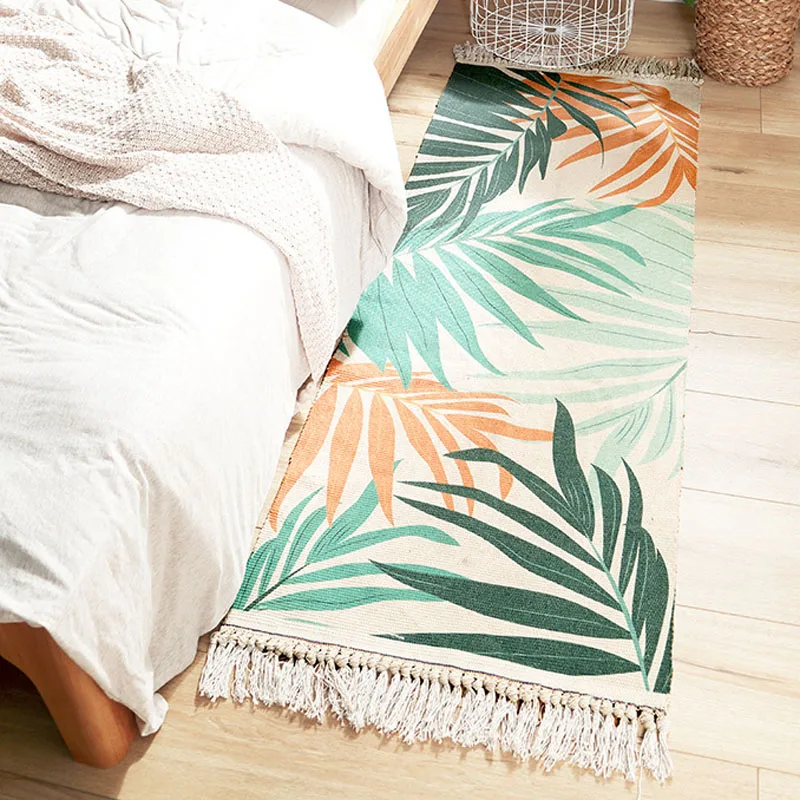 Прикроватный коврик прямоугольной формы Nordic диване хлопок и лен тканые кисточки коврики Нескользящие могут быть обработаны стирка