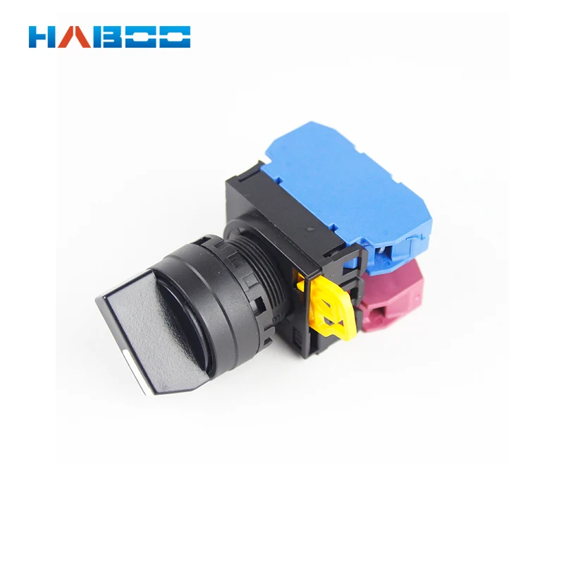 

10pcs/lot rotary switches latching with 2positions 1NO+1NC round head selector push button switch