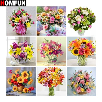 

HOMFUN Full Square/Round Drill 5D DIY Diamond Painting "Flower bottle" 3D Embroidery Cross Stitch 5D Home Decor Gift