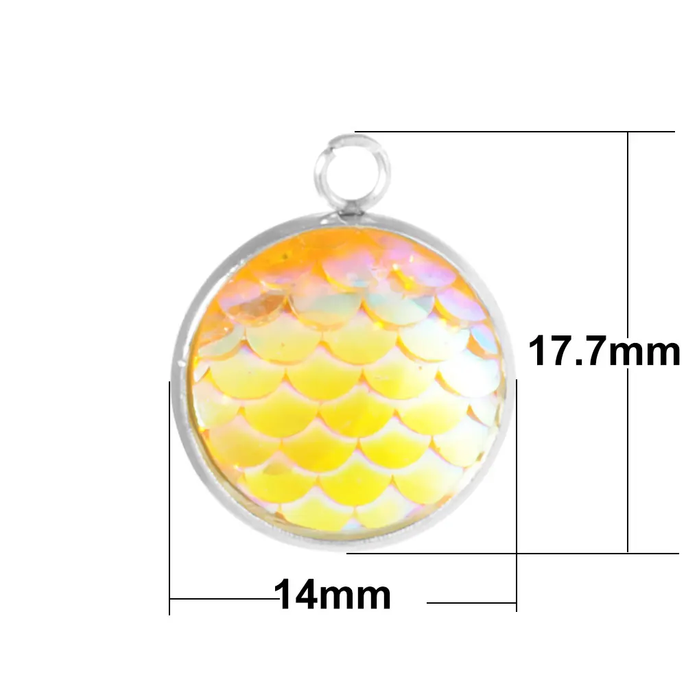 12 teile/los 14mm edelstahl Meerjungfrau Skala Charme Für Schmuck Machen DIY 12 farben fischschuppen Anhänger-schmucksachen