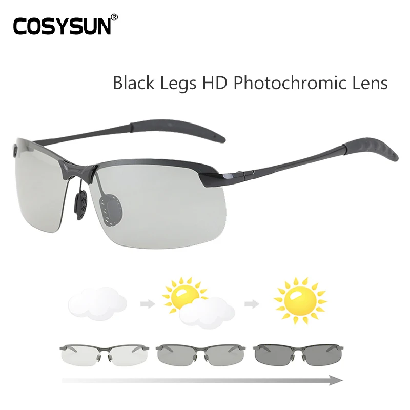 Водительские солнцезащитные очки, мужские очки дневного ночного видения, HD очки для вождения, поляризованные солнцезащитные очки, мужские очки для вождения, фотохромные солнцезащитные очки - Цвет линз: BlackLegPhotochromic