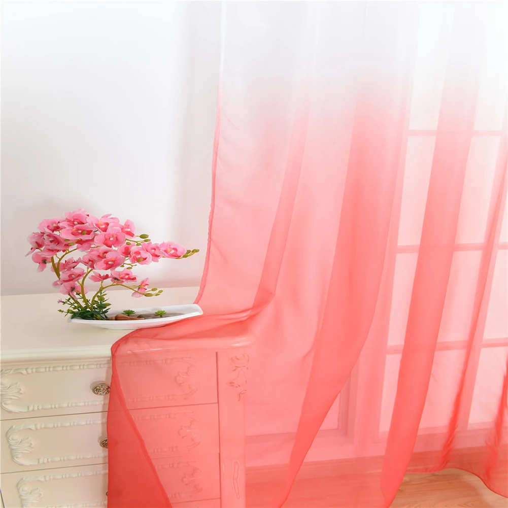 HOT SALE! Modern Gradient Color Window Tulle Curtain Sheer Drape Valance Bedroom Decor Home Textile