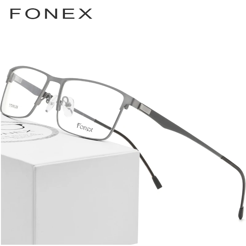 

FONEX Titanium Alloy Glasses Frame Men Square Myopia Prescription Eyeglasses Male Optical Frames Screwless Eyewear 9837