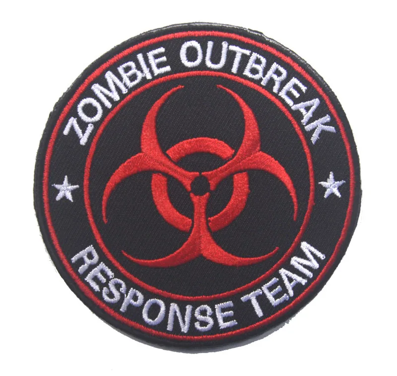 Вспышка зомби ответ команда вышивка тактические военные нашивки значок для одежды крючок/петля 8 см - Цвет: Red