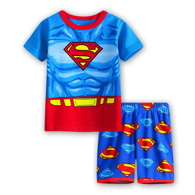 EOICIOI/комплект из футболки и штанов, комплект одежды для маленьких мальчиков и девочек с рисунком Пикачу, кота, Супермена, пижамы для детей, детские пижамы летняя одежда для детей возрастом от 2 до 7 лет - Цвет: 11