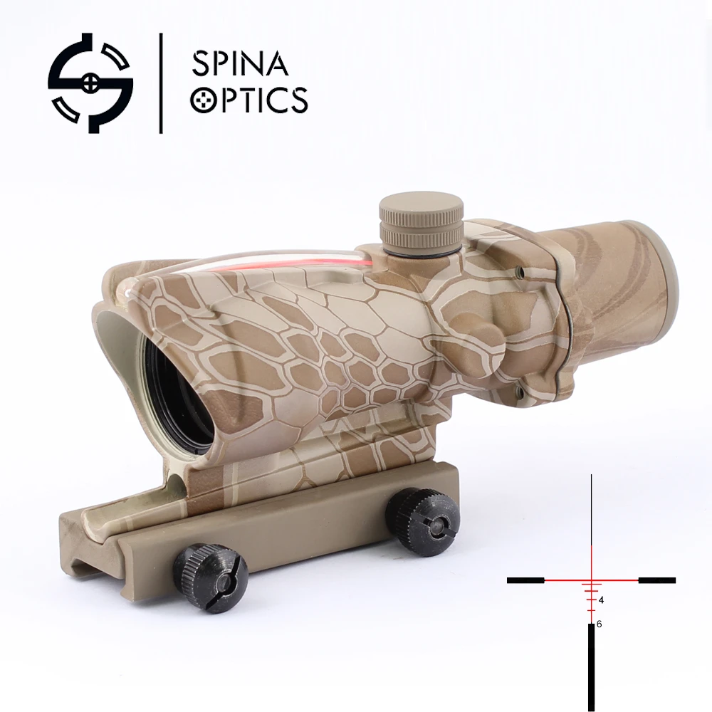 

SPINA OPTICS Hunting Riflescope ACOG 4X32 Real Fiber Optics Red Green Illuminated Etched Reticle Tactical Optical Sight