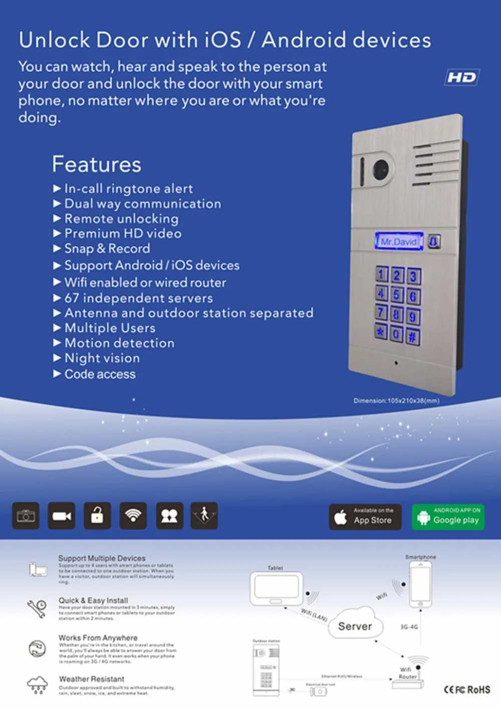 Camera Phone Control Android aliexpress com buy wireless ip video intercom wifi door phone camera smart control free android app and ios fro