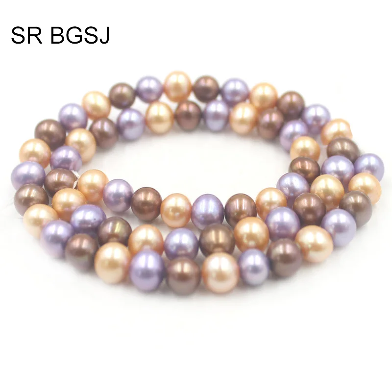 

Free Shipping 6-7mm Mixed Random Colors AAA Grade Natural Round Freshwater Pearl Jewelry Beads Strand 15''