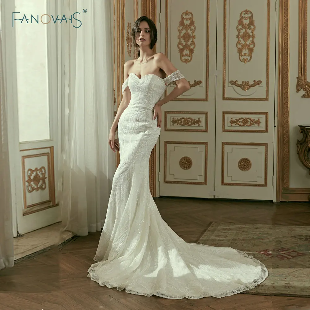 Элегантные Свадебные Платья С Плеча Кружева Vestido De Novia 2019 Robe Mariee Gelinlik Trouwjurk |