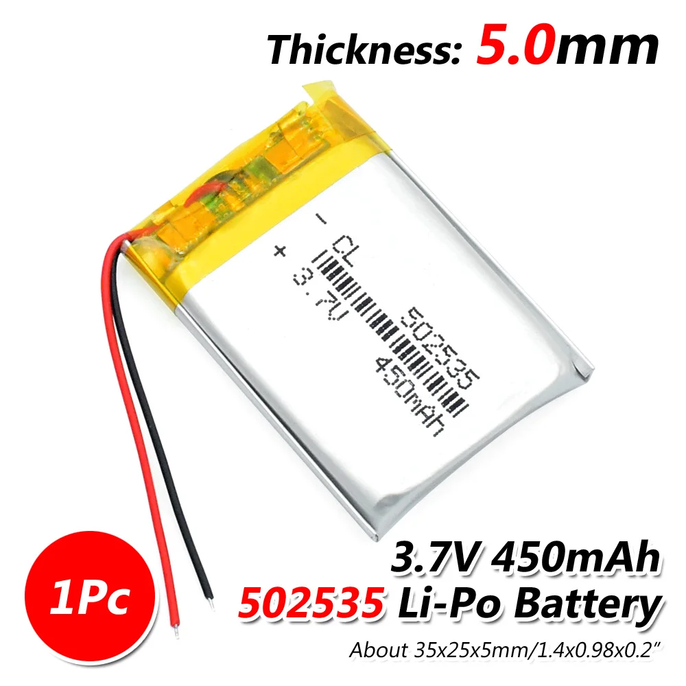 3,7 в 450 мАч 502535 литий-полимерный Li-Po литий-ионный аккумулятор Lipo батареи для прожектора тахографа Bluetooth динамик - Цвет: 502535 450mAh 1pcs
