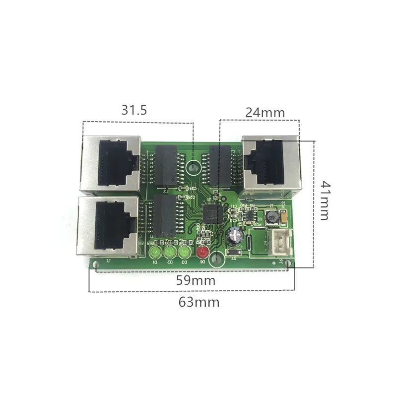 Industrial grade wide temperature low power network cabling Mini mini Ethernet 3 port 10/100Mbps vertical 180 degreeswitchmodule Industrial grade wide temperature low power network cabling Mini mini Ethernet 3 port 10/100Mbps vertical 180 degreeswitchmodule