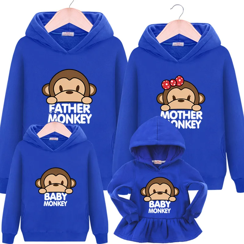 Family Matching Clothes Hoodies Long Sleeve mother and daughter clothes couples matching clothing family baby girl clothes - Цвет: Dark blue