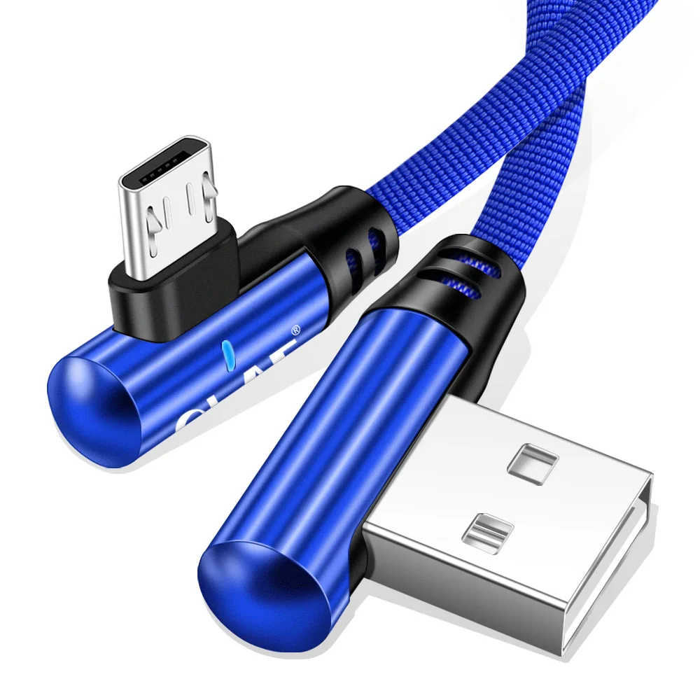 Олаф 2.4A 90 градусов локоть Micro USB кабель быстрой зарядки USB кабель для передачи данных для samsung S7 для Xiaomi мобильного телефона usb зарядный шнур - Цвет: Blue
