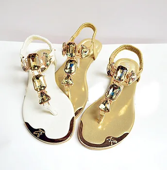 

Big Rhinestone Crystal Flat Heel Sandals Women Summer Shoes For Girls Fashion Sandals Plus Size 25-61 P2d21