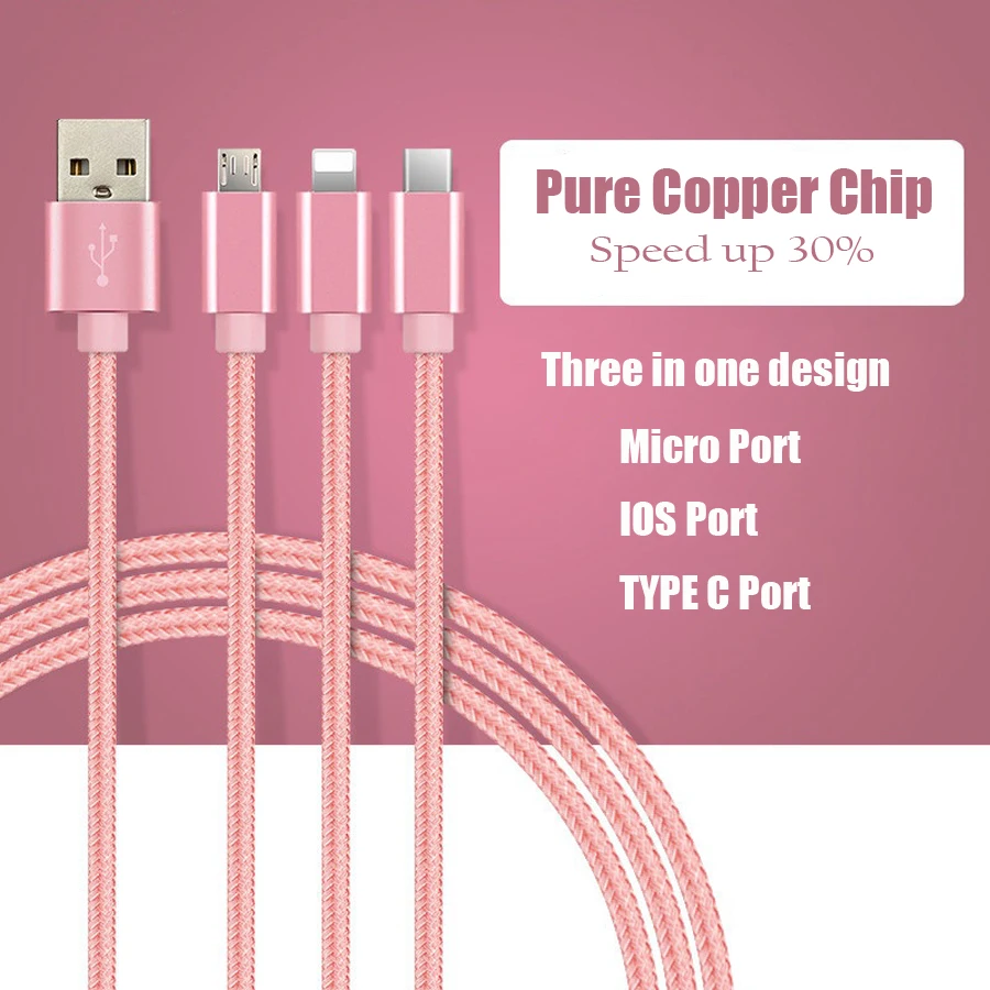 Высокое качество 3 в 1 кабель Micro usb быстрая зарядка мобильный телефон Andriod Кабель