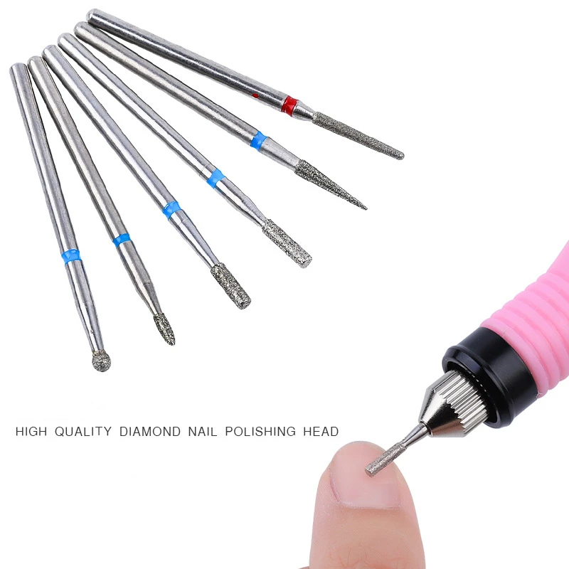 6 типов алмазные вращающиеся сверла электрические сверла для ногтей фрезы для маникюра средство для удаления кутикул чистая пилка для ногтей Полировочный инструмент