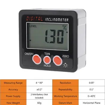 

Digital Inclinometer Electronic Protractor Aluminum Alloy Bevel Box Angle Gauge