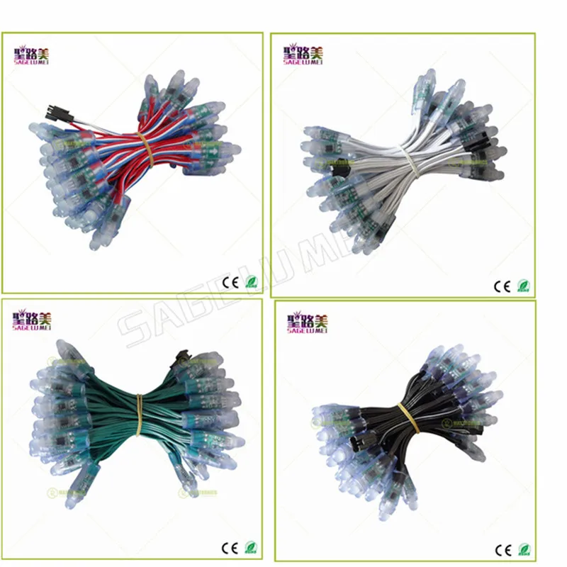 

500pcs/lot DC5V 12V 12mm ws2811 ic LED Module Black/Green/White/RWB Wires String Christmas Holiday led Pixel light Addressable
