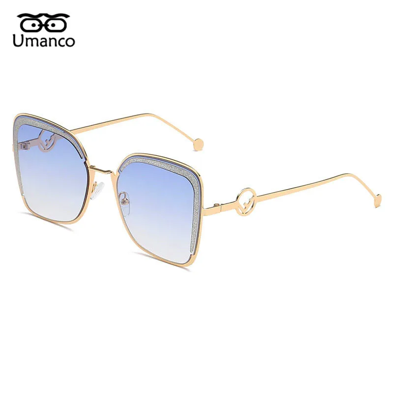 Umanco новые роскошные модные брендовые блестящие солнцезащитные очки для женщин и мужчин металлическая оправа PC линзы дизайнерские пляжные дорожные аксессуары Подарки - Цвет линз: 05