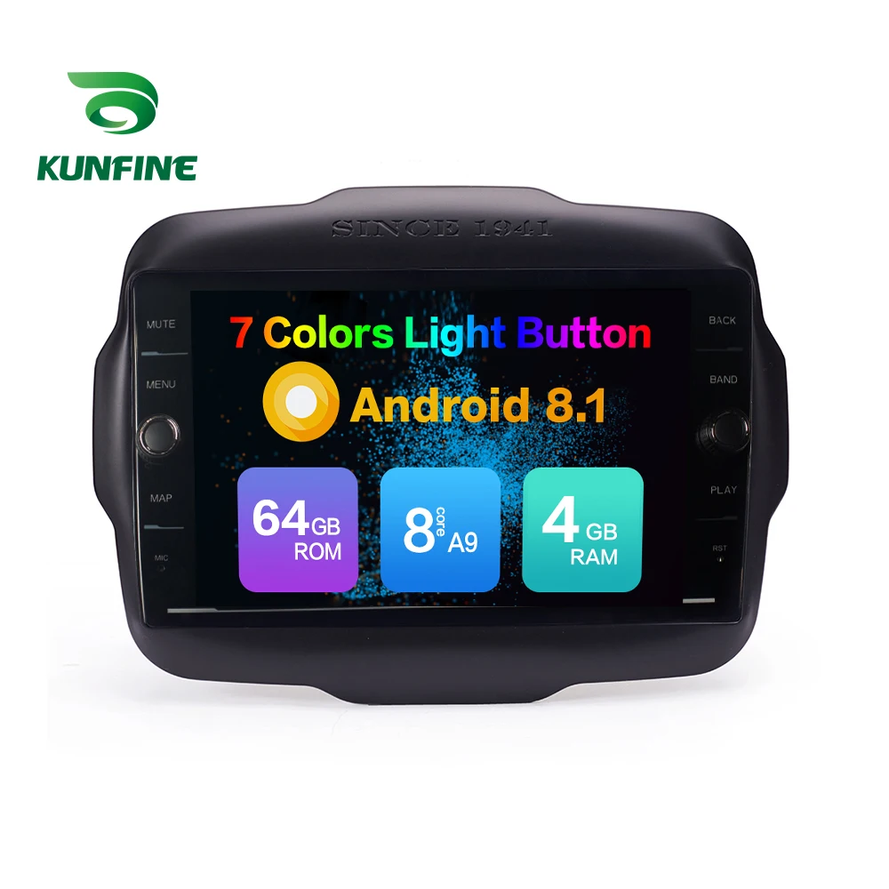 Excellent Octa Core 4GB RAM 64GB ROM Android 8.1 Car DVD GPS Player Deckless Car Stereo for Jeep Renegade 2016 Radio Head Unit Wifi 4G 2